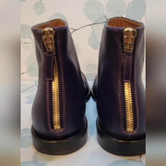 Jil Sander Women's Ankle Purple Leather boots size   37 EU Made in Italy - Picture 2 of 8